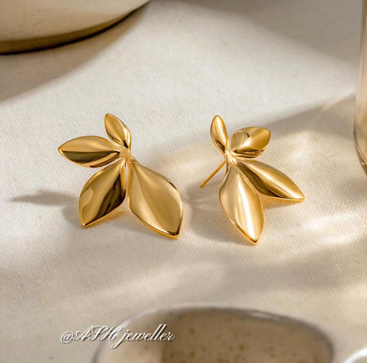 "Stylish Solid Color Earrings – Gold Plated Stainless Steel"